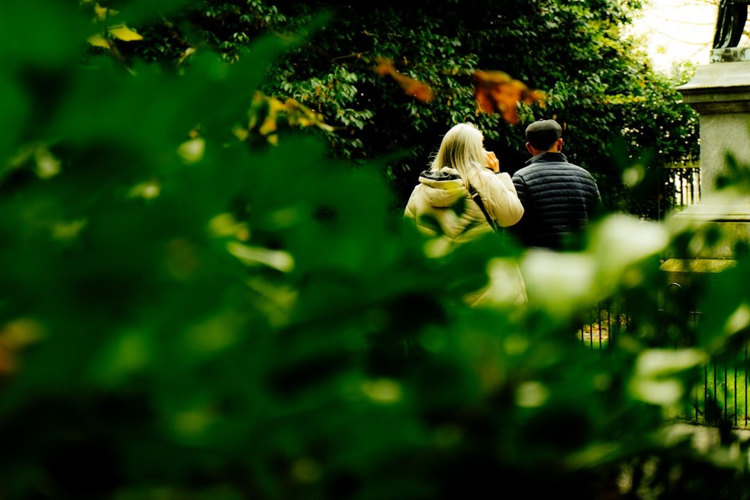 couple walking in park