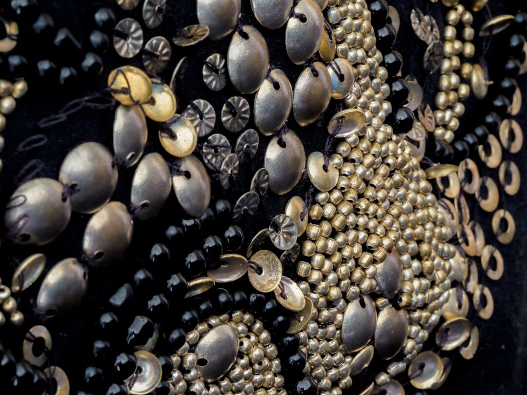 close up of evening gown fabric